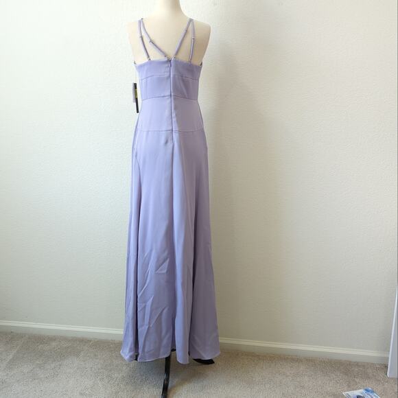 Nicole Miller Dress 4 Purple Lavender Strap Cage V-Neck Formal Maxi Floor Length - Picture 9 of 14